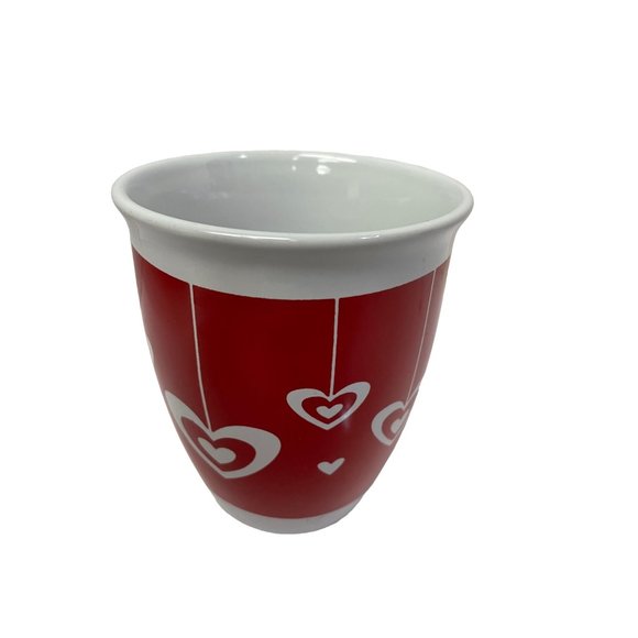 Royal Norfolk Mug Cup Hangng White Hearts Sweetheart 8 Ounce Red Background Swee - Picture 5 of 5